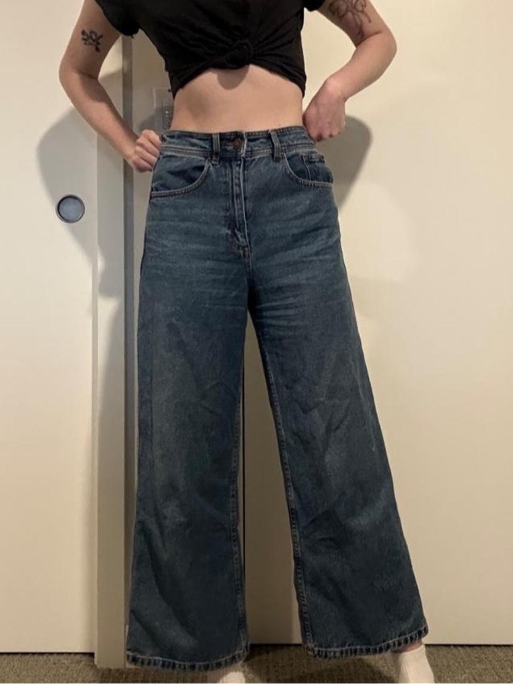 Sézane Le Crop denim jeans in FR size 36 or US size 4 in Denim Blue EUC